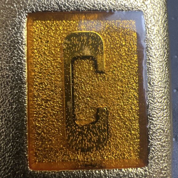 VINTAGE LEE N.Y. MADE IN USA BELT BUCKLE LETTER "C" Goldtone Retro Western Gift - Picture 7 of 9